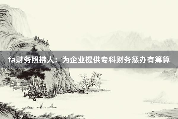 fa财务照拂人：为企业提供专科财务惩办有筹算